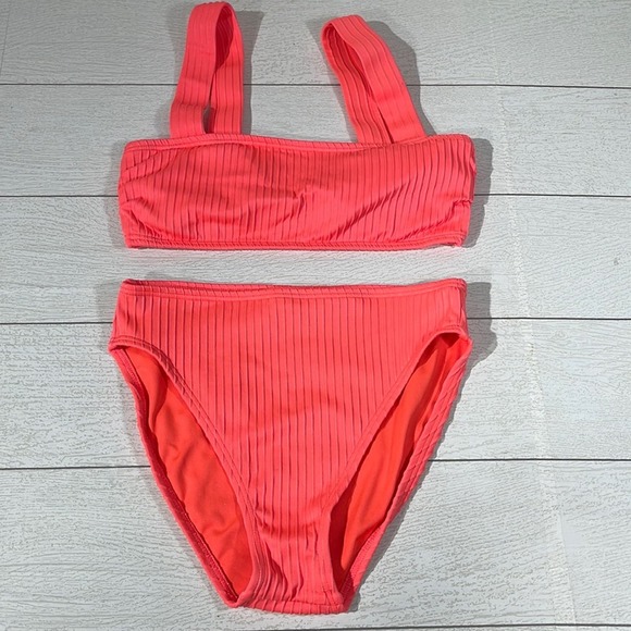 Vince Camuto Swim Neon Orange 2 Piece Bathing Suit Size Small - Picture 1 of 14